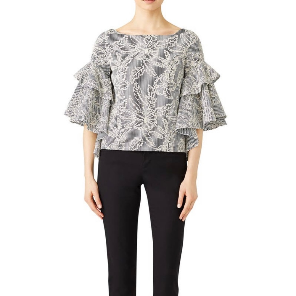 Badgley Mischka floral and flowy blouse
